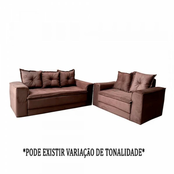 CJ ESTOFADO BOMFLEX 2/3 LUGARES HAITI CHOCOLATE VELUDO ASTECA 08