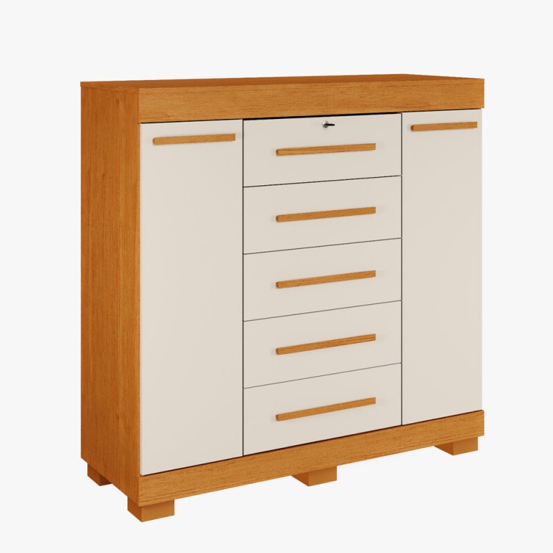 COMODA 5G ACP DIANA C/SAP C/CHAVE CINAMOMO/OFF WHITE