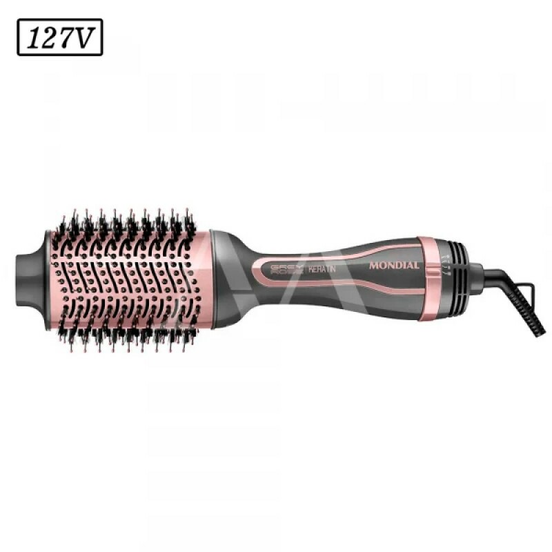 ESCOVA SECADORA MONDIAL GRAY ROSE KERATIN CERAMICA 1200W BIVOLT