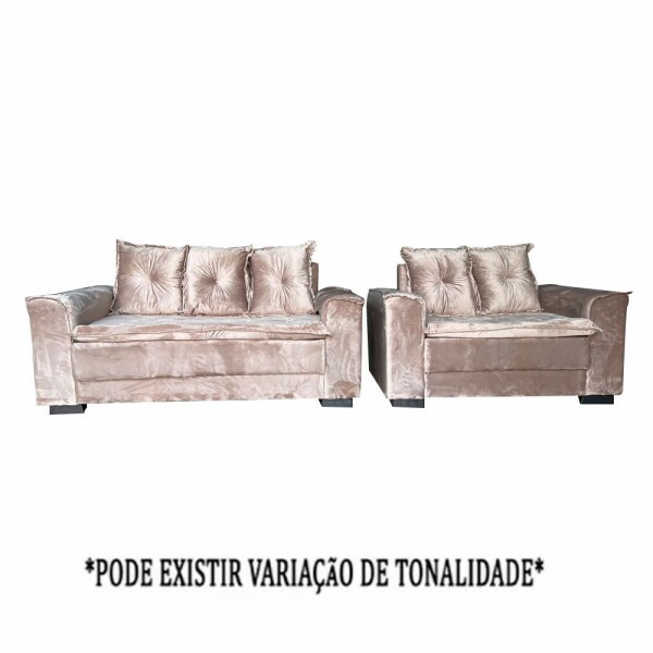 CJ ESTOFADO BOMFLEX 2/3 LUGARES HAITI BEGE VELUDO ASTECA 04