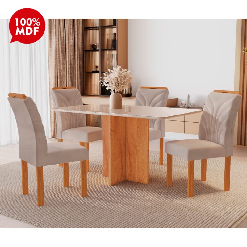CJ MESA 4C CEL MOVEIS SALINAS RETANGULAR 120X80 TAMPO LONDRES PLUS C/VDO CAD.PARATI TEC 169 OFF/ CINAMOMO