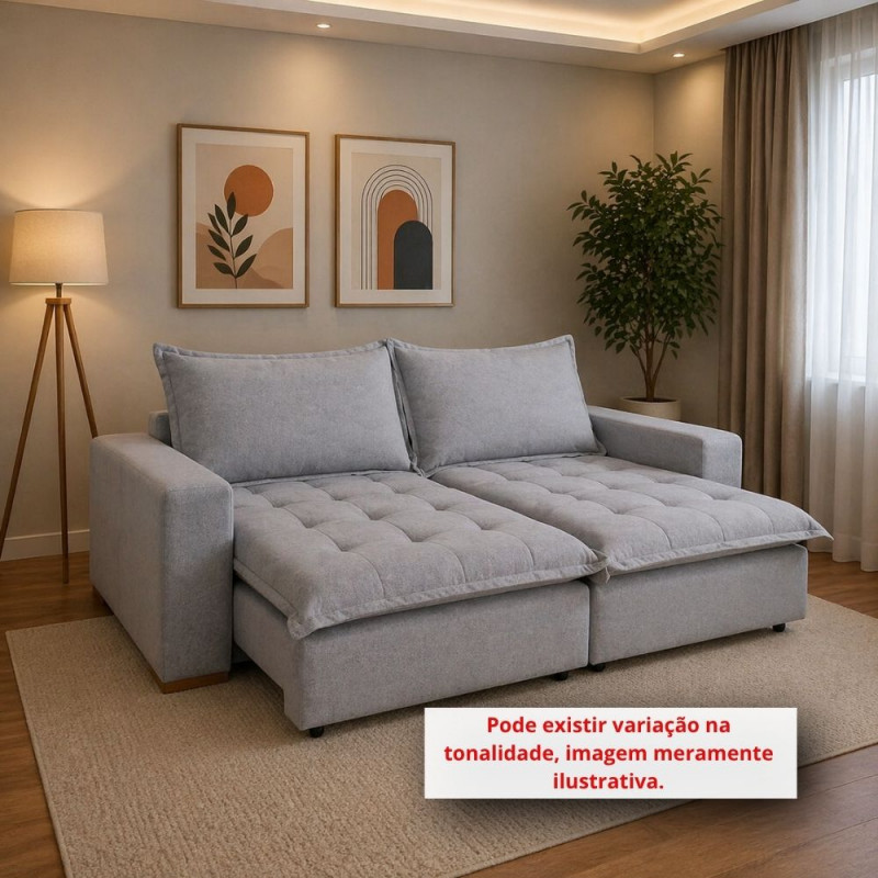 ESTOFADO DESIGN MILANO RETRATIL CAMA MARTE CINZA