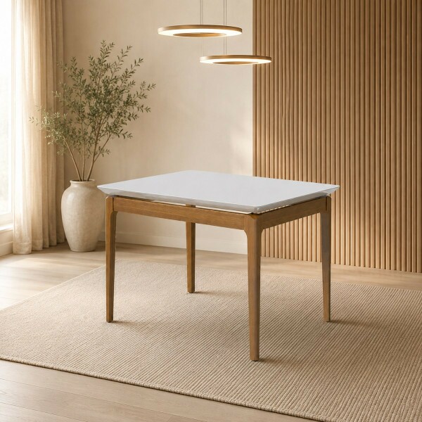 MESA IMCAL WIND 1.2 C/ VIDRO RETANGULAR OFF WHITE / CINAMOMO MESA IMCAL WIND 1.2 C/ VIDRO RETANGULAR OFF WHITE / CINAMOMO