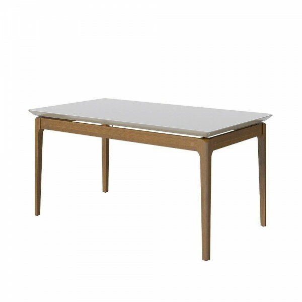 MESA IMCAL WIND 1.6 C/ VIDRO RETANGULAR OFF WHITE / CINAMOMO
