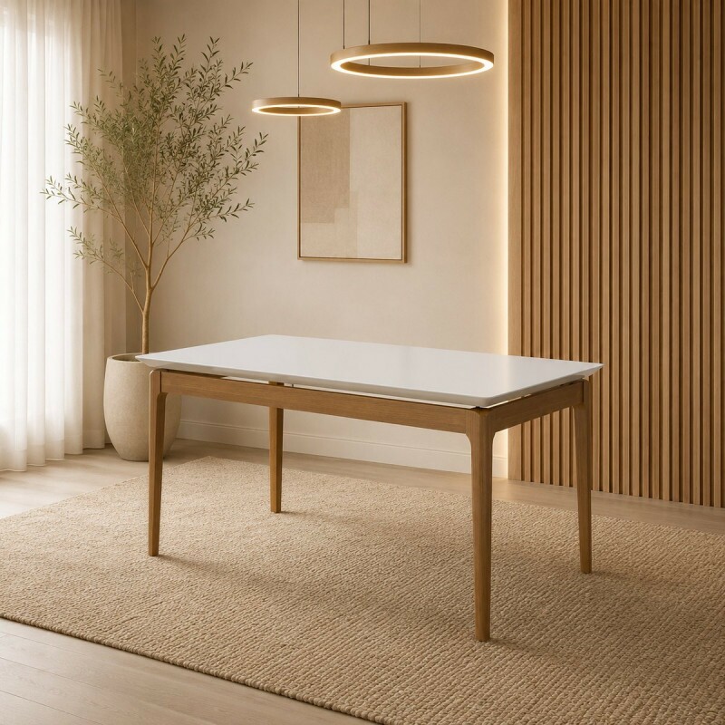 MESA IMCAL WIND 1.6 C/ VIDRO RETANGULAR OFF WHITE / CINAMOMO MESA IMCAL WIND 1.6 C/ VIDRO RETANGULAR OFF WHITE / CINAMOMO