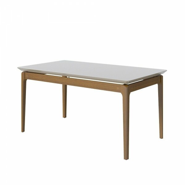 MESA IMCAL WIND 2.2 C/ VIDRO RETANGULAR OFF WHITE/CINAMOMO