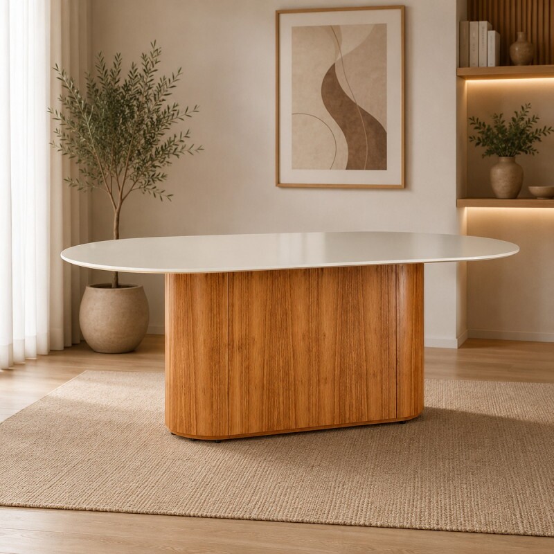MESA IMCAL LIVING 1.8 LISA TAMPO LAMINADO OVAL CINAMOMO