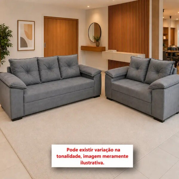 CJ ESTOFADO LIFESPUMA 2/3 LUGARES PAULINHA CINZA