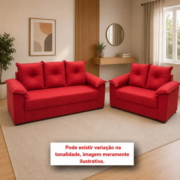 CJ ESTOFADO LIFESPUMA 2/3 LUGARES PAULINHA VERMELHO CJ ESTOFADO LIFESPUMA 2/3 LUGARES PAULINHA VERMELHO
