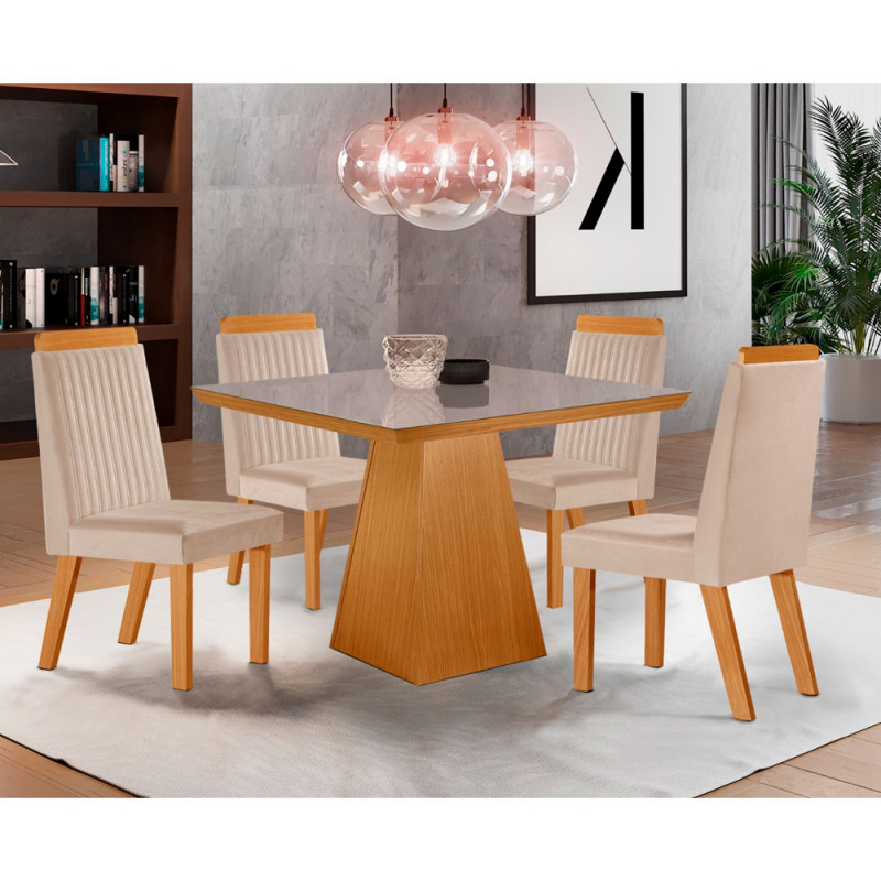 CJ MESA 4C LJ MOVEIS PRADA 90X90 TAMPO TIC C/VDO CAD.RIVIERA TEC164 CASTANHO/CINAMOMO CJ MESA 4C LJ MOVEIS PRADA 90X90 TAMPO TIC C/VDO CAD.RIVIERA TEC164 CASTANHO/CINAMOMO