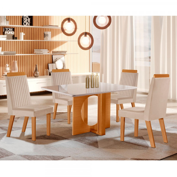 CJ MESA 4C LJ MOVEIS FIRENZE 120X80 TAMPO CHANFRADO C/VDO CAD.RIVIERA TEC164 CASTANHO/CINAMOMO CJ MESA 4C LJ MOVEIS FIRENZE 120X80 TAMPO CHANFRADO C/VDO CAD.RIVIERA TEC164 CASTANHO/CINAMOMO