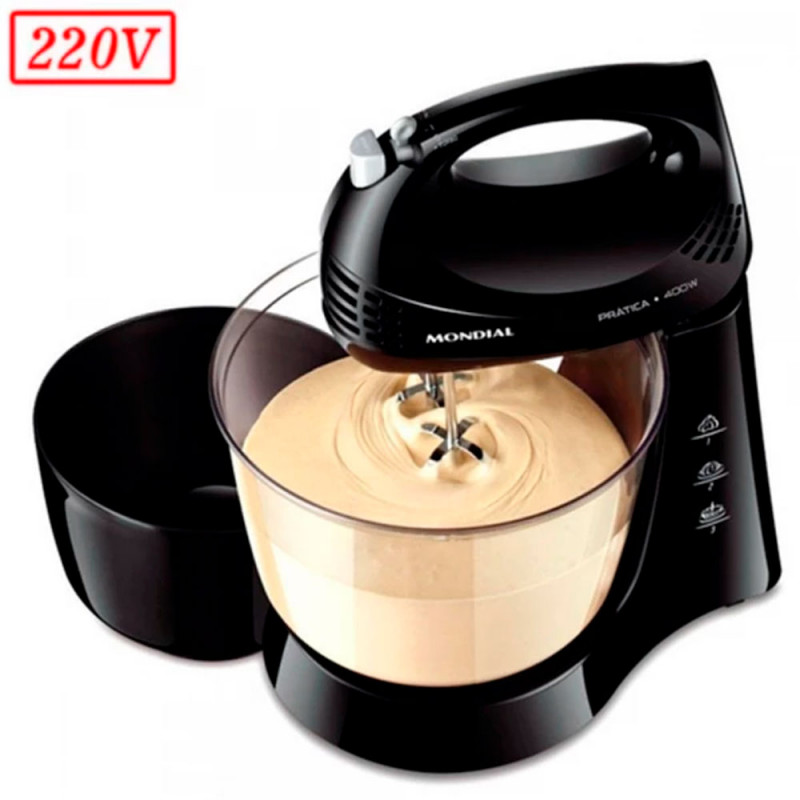 BATEDEIRA MONDIAL B-45-B 2 TIGELAS 3 VEL 400W 220V PRETO