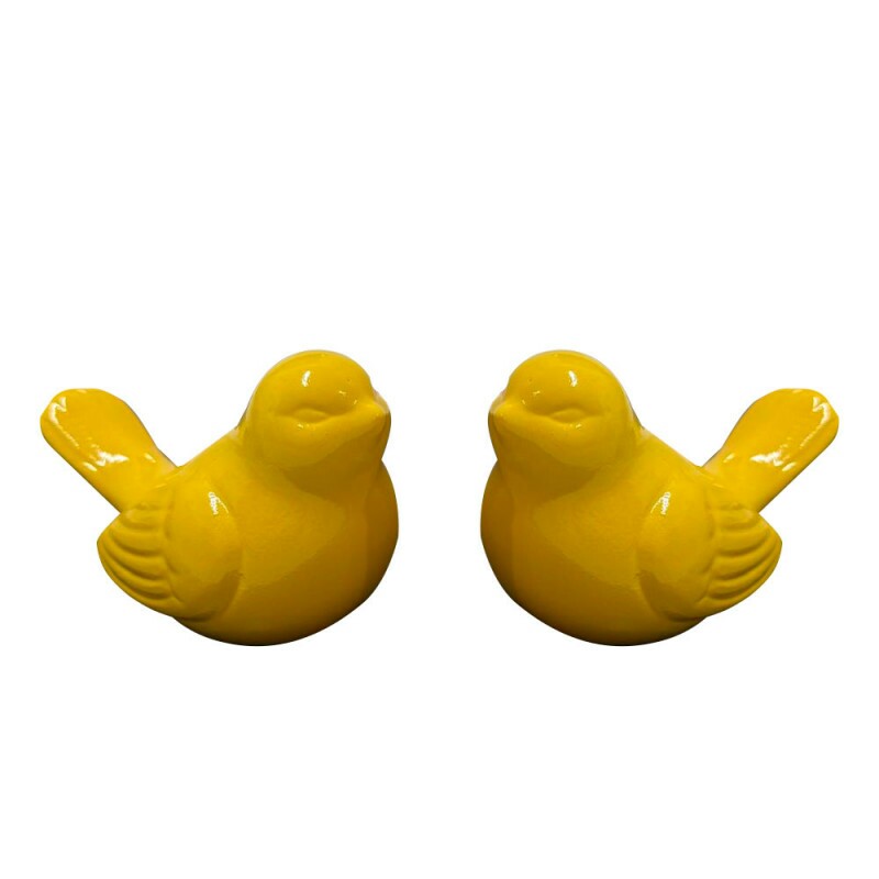 DUPLA DE PASSAROS CERAMICA AMARELO