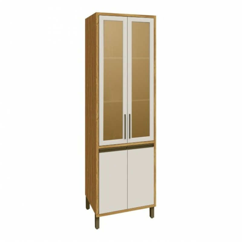 PANELEIRO CRISTALEIRA RONIPA REFLECTA TEMPRANILLO 70CM AMENDOA/OFF WHITE