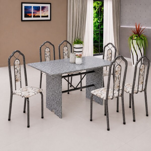 CJ MESA 6C SOMA BIANCA 140X75 RETANGULAR ARABESCO PRATA GRANITO OCRE CJ MESA 6C SOMA BIANCA 140X75 RETANGULAR ARABESCO PRATA GRANITO OCRE