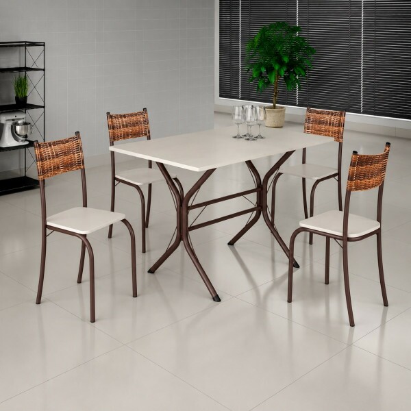 CJ MESA 4C MOVEIS TEIXEIRA ATLANTA RETANGULAR 120X75 C/RATAN CARVALHO MARROM / OFF WHITE CJ MESA 4C MOVEIS TEIXEIRA ATLANTA RETANGULAR 120X75 C/RATAN CARVALHO MARROM / OFF WHITE