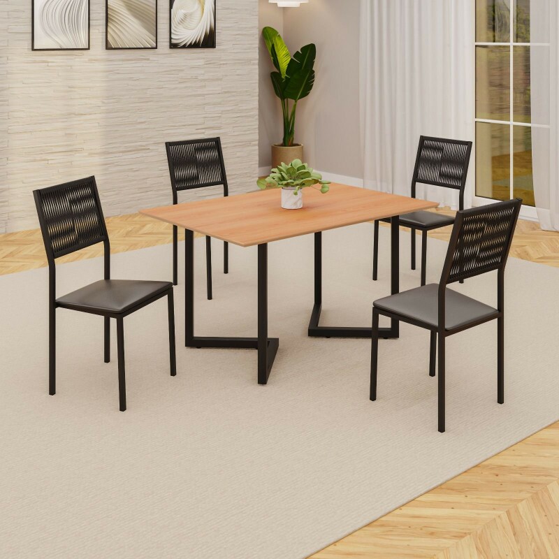 CJ MESA 4C MOVEIS TEIXEIRA MAIA RETANGULAR 120X90 PRETO C/CORDA NAUTICA / PRETO FOSCO PROA CJ MESA 4C MOVEIS TEIXEIRA MAIA RETANGULAR 120X90 PRETO C/CORDA NAUTICA / PRETO FOSCO PROA
