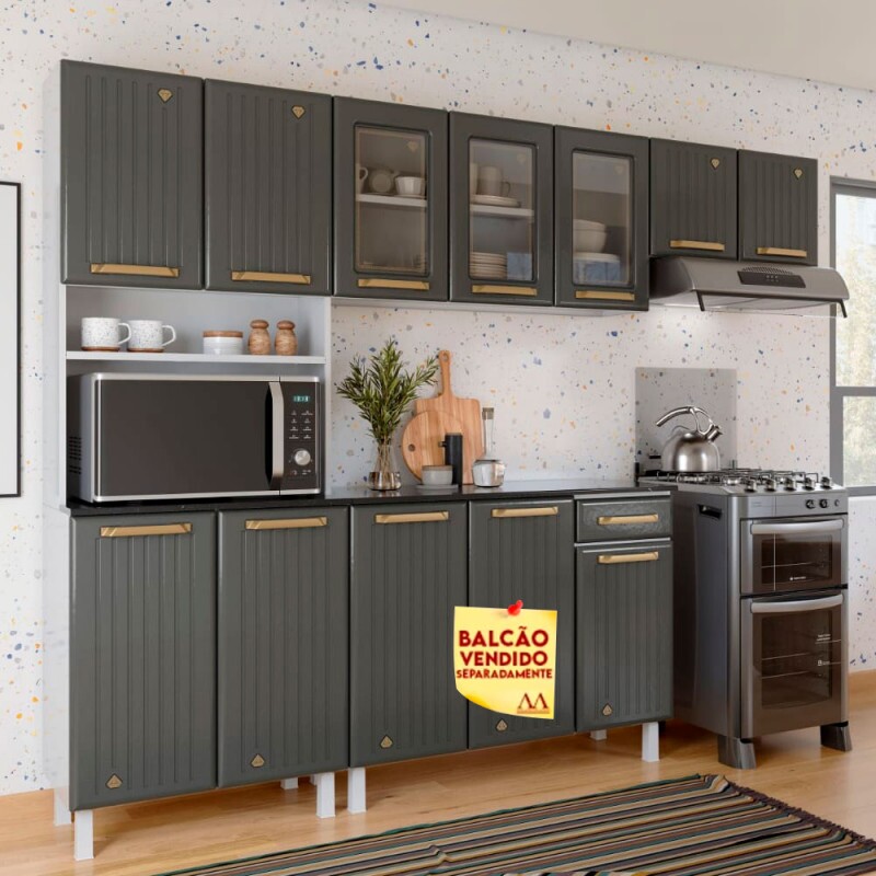 COZINHA TELASUL COMPACTA 44 9P 3 C/VD DIAMANTE NEW CINZA TOTAL 818444-09T COZINHA TELASUL COMPACTA 44 9P 3 C/VD DIAMANTE NEW CINZA TOTAL 818444-09T